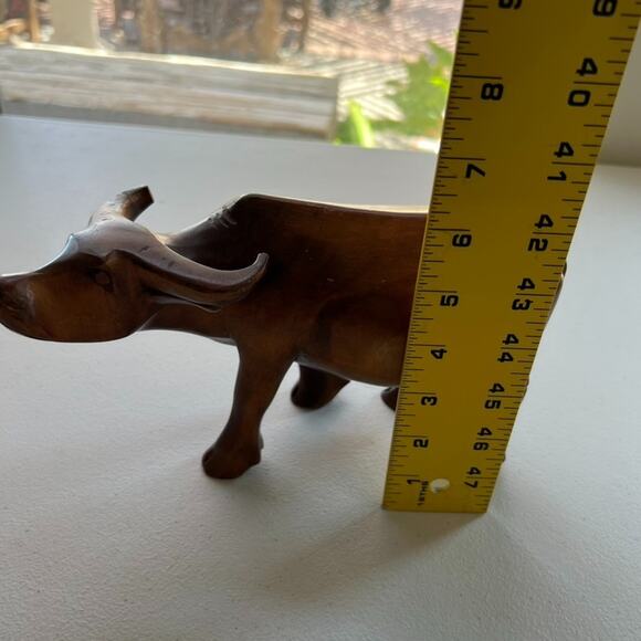 Vintage Water Buffalo Small Wood Figurine Sculpture Hand Carved 6" High - Picture 15 of 15